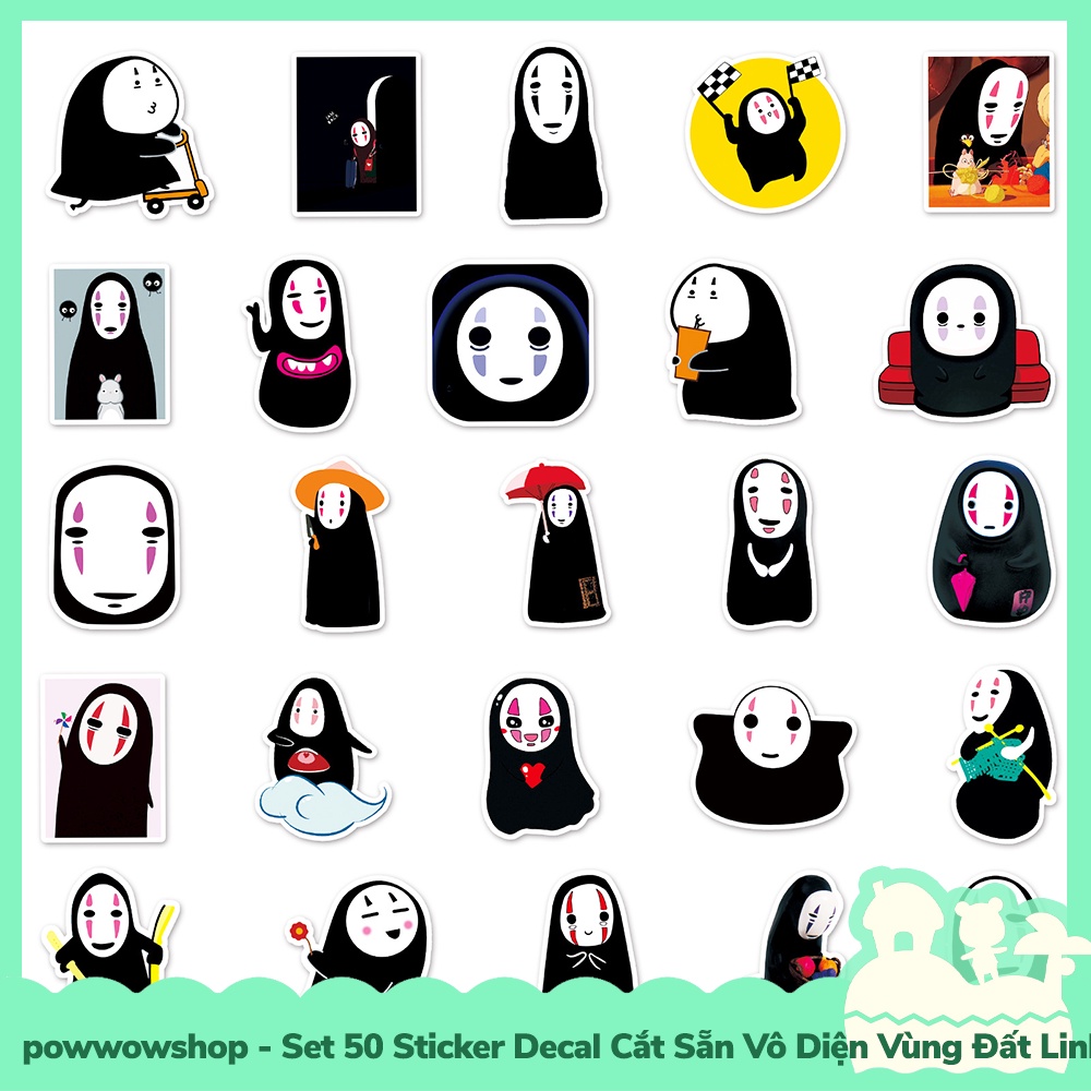 [Sẵn VN - Hỏa Tốc] Set 50 Sticker Mini Decal Dán Trang Trí Vật Dụng Mẫu Anime Manga Vô Diện Vùng Đất LH Chibi