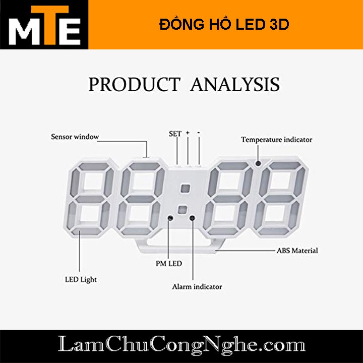 Đồng Hồ LED 3D Treo Tường, Để Bàn Thông Minh TN828