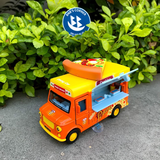 Mô hình hợp kim xe bán pizza lưu động có đèn và âm thanh