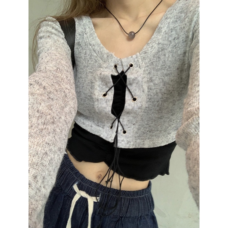 Set Áo Hai Dây Và Áo Khoác cardigan Thời Trang Hàn Quốc Cho Nữ