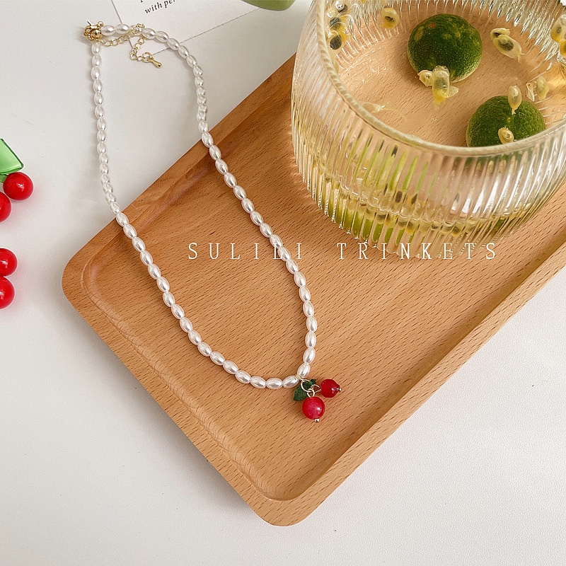 Vòng cổ Ngọc Trai Mặt Quả Cherry