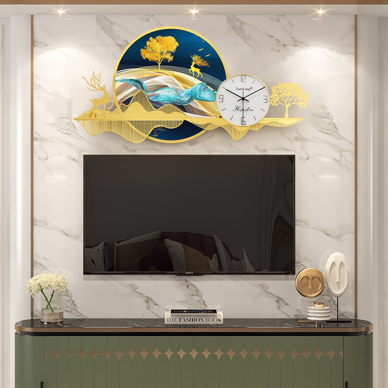 Đồng Hồ Treo Tường Tranh Tráng Gương Decor Chất Liệu Kim Loại Sơn Tĩnh Điện Trang Trí Phòng Cao Cấp KD335
