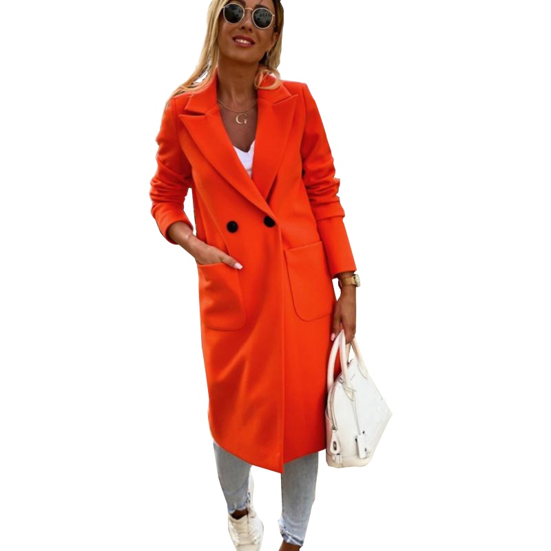 Áo Khoác Len Dày Dáng Dài Màu Sắc Trơn Thời Trang Mùa Đông Cho Nữ