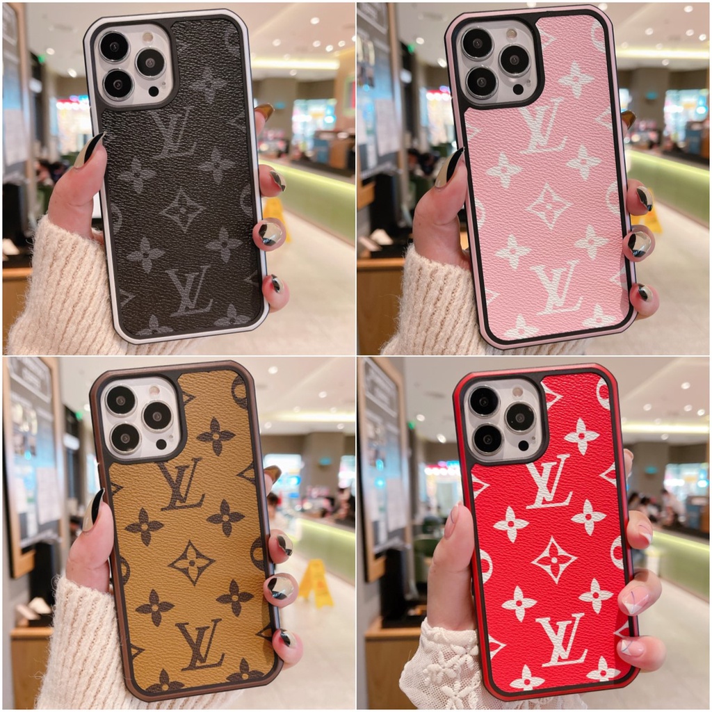 Ốp Điện Thoại Viền Màu Họa Tiết LV Cho iPhone 13Promax 12Pro 11promax XSMAX XR XS X