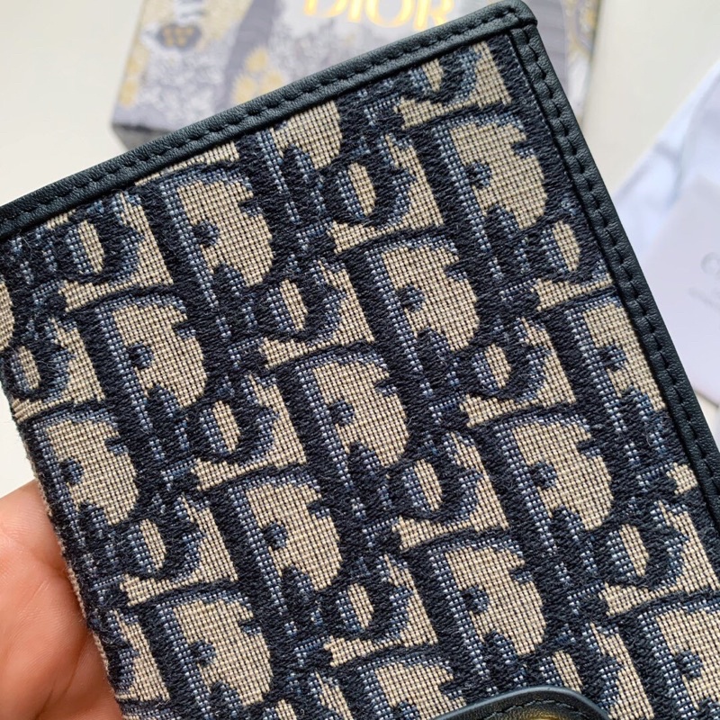 Ví mini đựng thẻ cho nữ thương hiệu thời trang cao cấp Dior CD Oblique da thật nhập khẩu