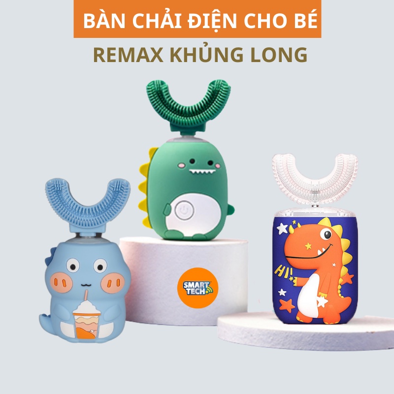 Bàn chải đánh răng điện cho bé Remax U Plus, máy đánh răng thông minh cho trẻ từ 2 tuổi, đầu chải chữ U silicon siêu mềm