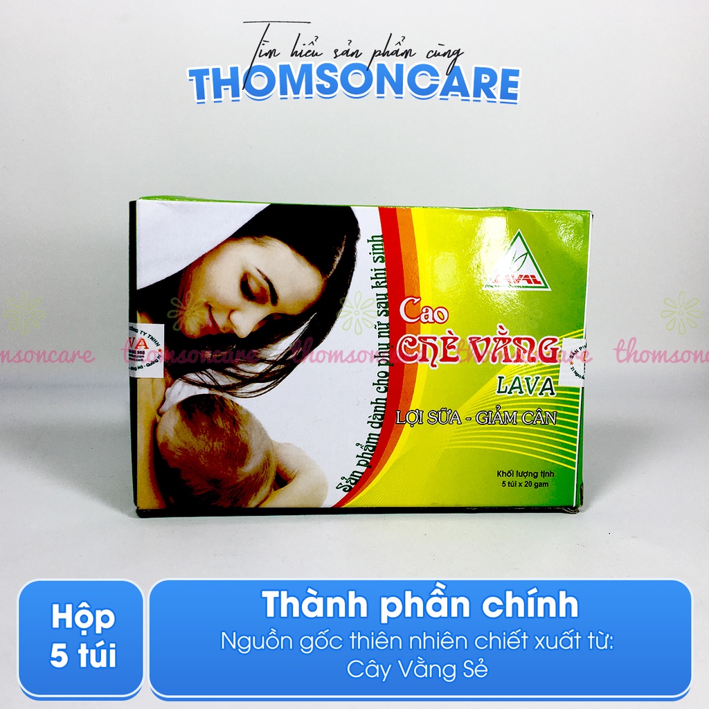 Cao chè vằng lợi sữa cho mẹ sau sinh Lava Hộp 5 gói lá vằng giảm cân, hạ mỡ máu, tăng sữa mẹ