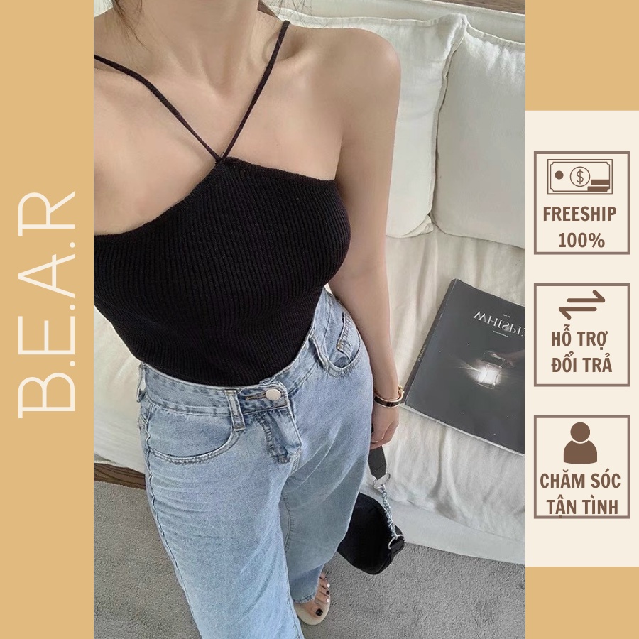 Áo Croptop Kiểu Yếm 2 Dây Chéo Mảnh Nữ Chất Thun Gân - Ak0056 | Steven