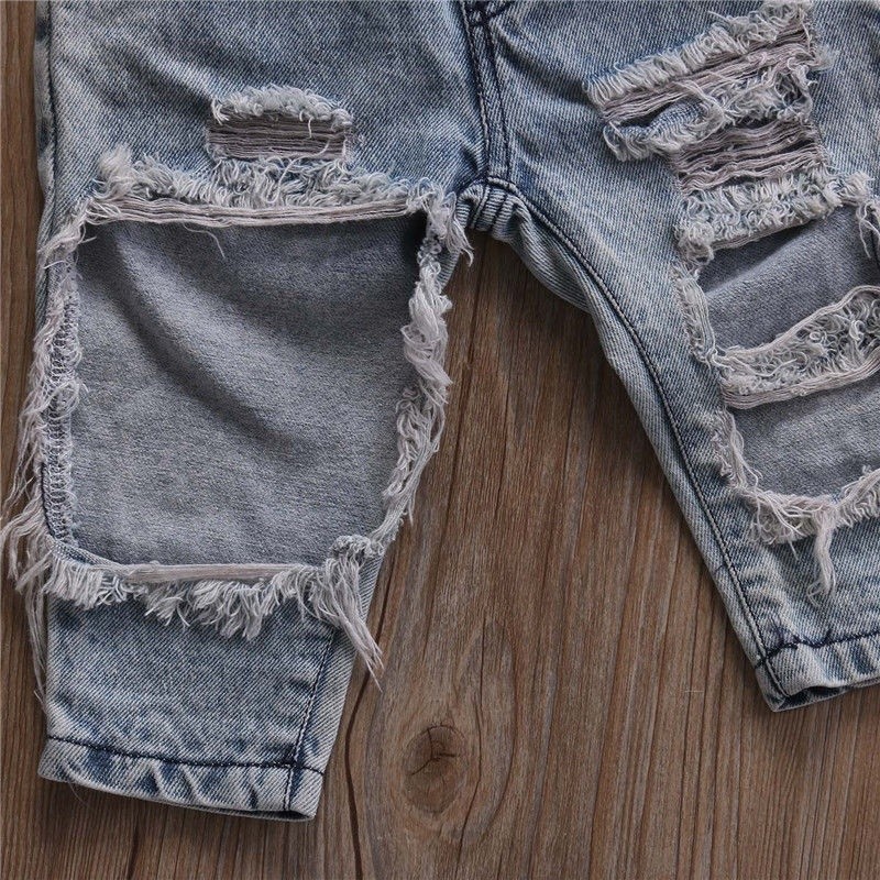XZQ-Baby Girls Dot Off Shoulder Jeans Set 3PCS Summer Clothing