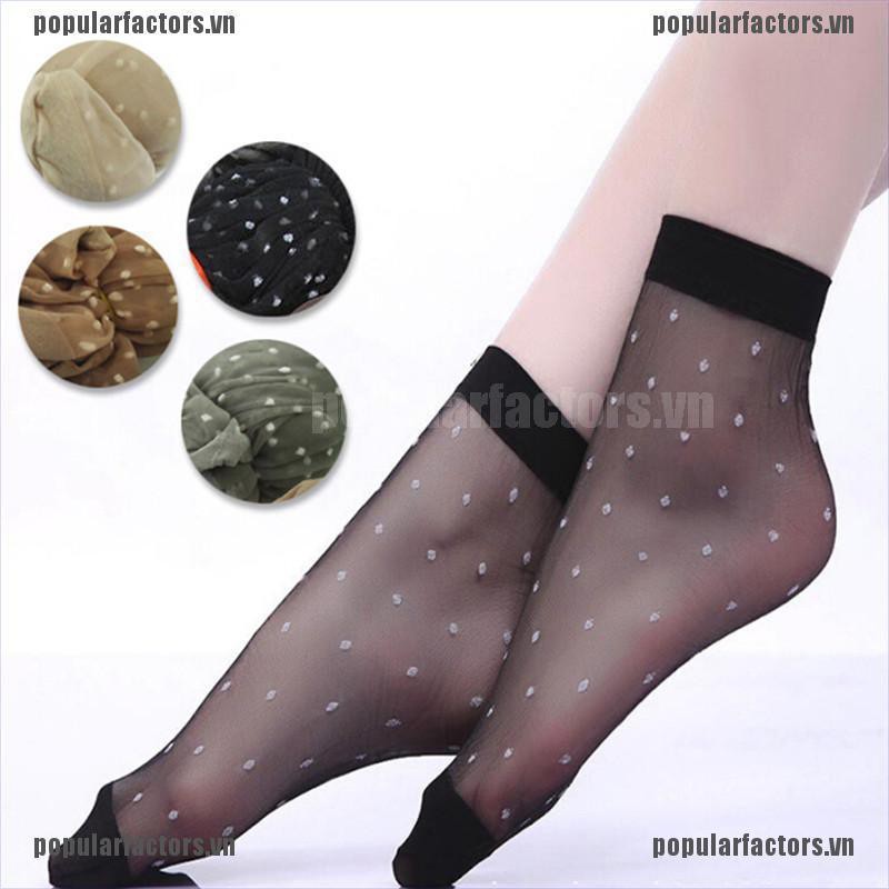 Set 10 Đôi Tất Ren Trong Suốt Chấm Bi Thoáng Khí Gợi Cảm