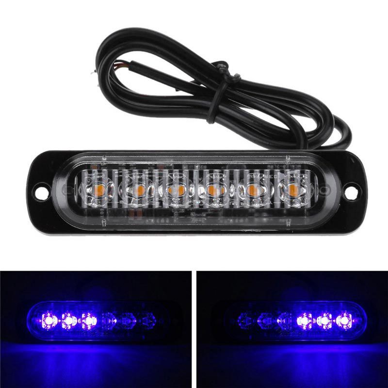 UNI-SHINE Xe máy 6LED Đèn cảnh báo ánh sáng nhấp nháy Đèn xe 12-24V Cảnh báo LED Xe tải Đánh dấu bên hông Đèn flash siêu mỏng Xe cứu thương Đèn cảnh sát khẩn cấp