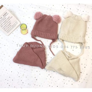 🍃MỚI VỀ 🍃Set khăn len kèm mũ Zara dư xịn cho bé gái