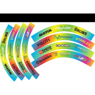 Tem dán full vành dán mọi loại xe nhiều màu, tem mâm trùm xe máy 16 miếng full 2 bánh trước sau. Decal trùm vành