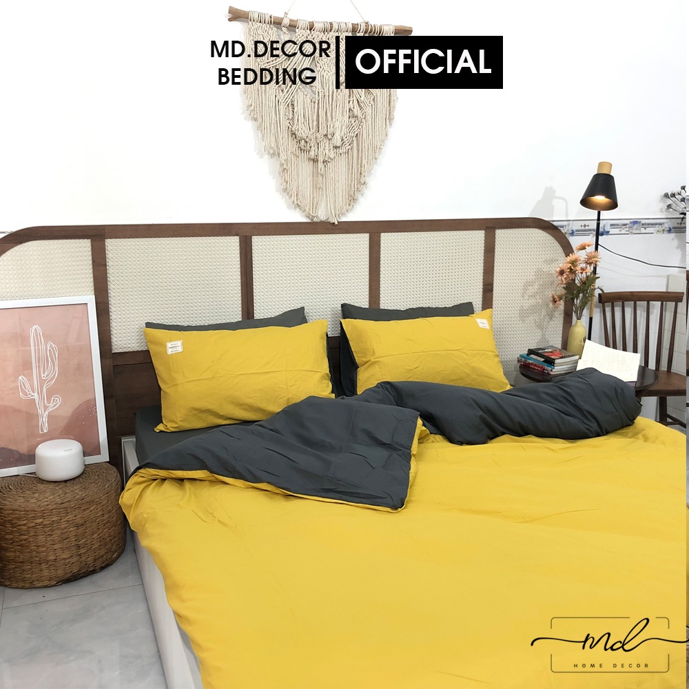 Bộ chăn ga gối Cotton TC MD.Decor Bedding trơn màu 4 món đủ size giường nệm HÀNG LOẠI 1
