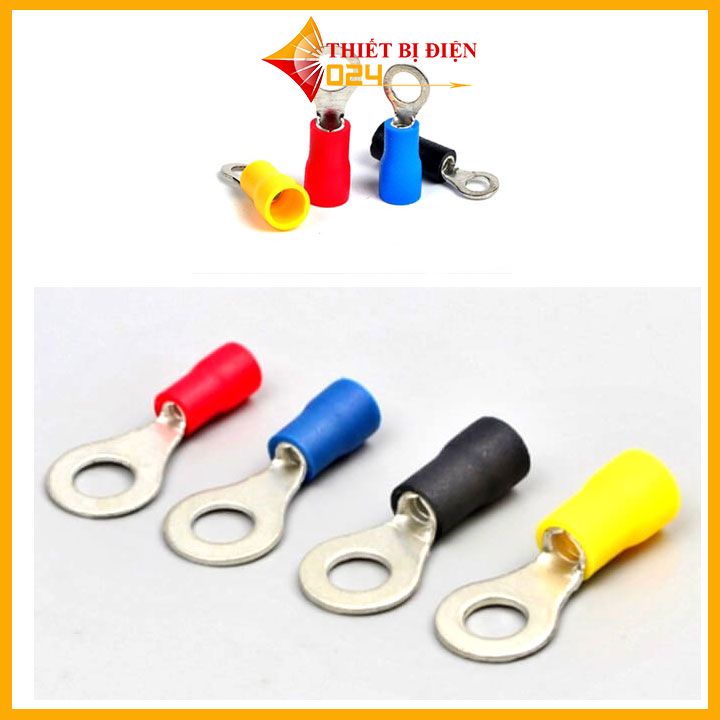 Đầu cos dây điện tròn bọc nhựa RV 5.5-4-5-8, Đầu cốt bấm dây điện 4mm 6mm, cosse  đồng đấu nối điện