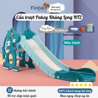 Cầu trượt cho bé Pakey Khủng Long NT2 Nâng Cấp thành cao có giảm tốc an toàn cho bé yêu FINBEAR