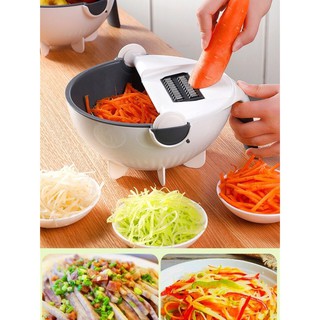 Dụng cụ cắt lát rau, củ, quả đa năng 6 in 1 kèm rổ