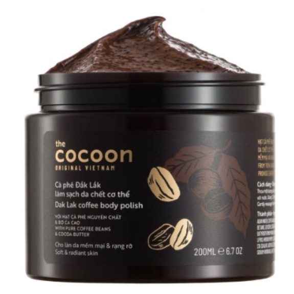Tẩy da chết cơ thể cà phê Đắk Lắk Cocoon cho làn da mềm mại và rạng rỡ 200ml