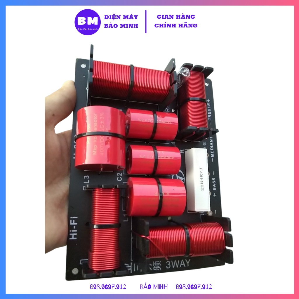Phân tần 3 đường tiếng H883 - 1 bass 1 mid 1 treble - Giá 1 mạch