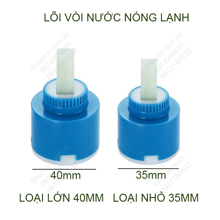 Lõi vòi nước nóng lạnh, dùng cho vòi chậu rửa lavabo, vòi chậu rửa bát, vòi sen tắm, loại 25-35mm hoặc 40mm tùy chọn