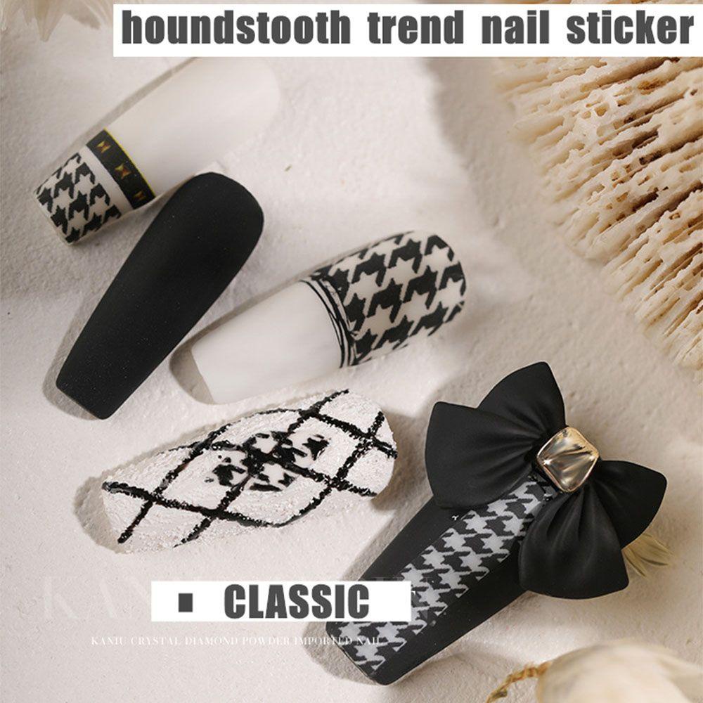 Miếng Dán Trang Trí Móng Tay 3D Tự Dính Họa Tiết Houndstooth Độc Đáo