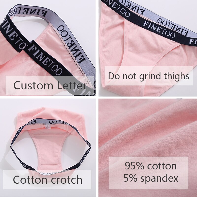 Quần lót Finetoo chất liệu cotton lưng thấp in chữ quyến rũ cho nữ