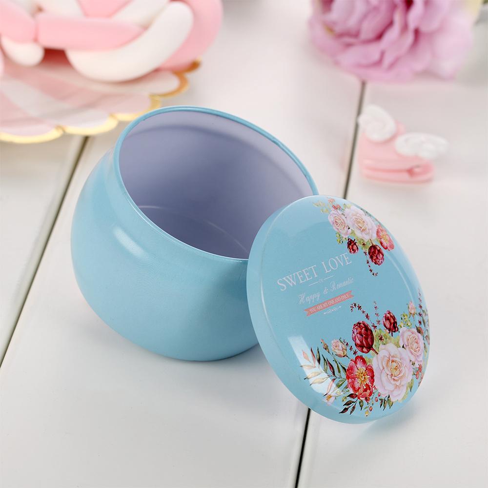 KUNHEV Hộp Thiếc Mạ Thiếc Đựng Trà / Kẹo / Trang Sức In Họa Tiết Hoa Hồng Xinh Xắn Tiện Dụng