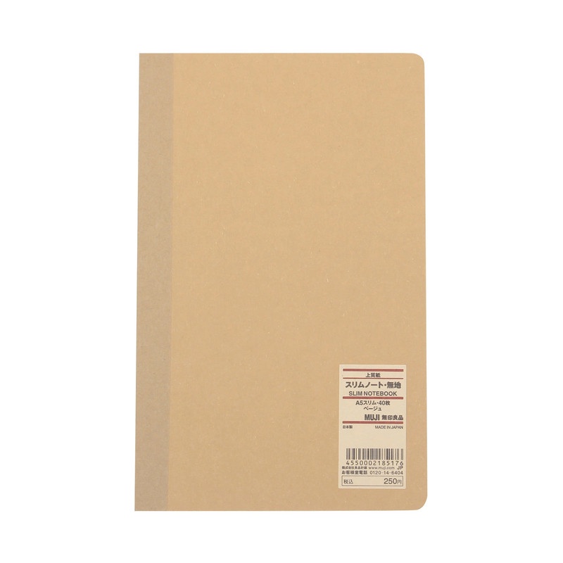 Muji Sổ Tay Mỏng Trơn A5 - Be 40 Tờ