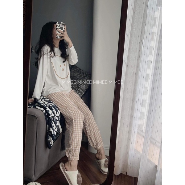 Bộ ngủ gấu caro cute mimee