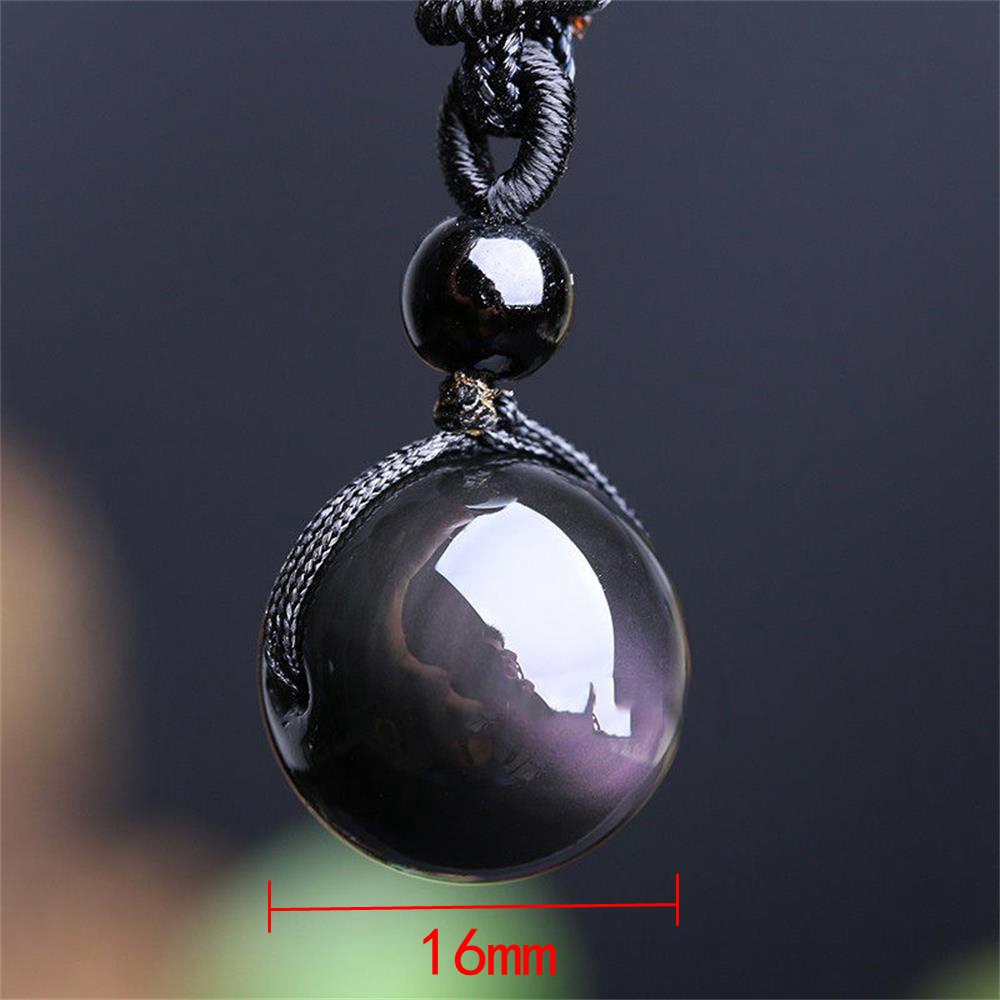 Dây Chuyền Mặt Đá Obsidian Hình Cầu May Mắn Cho Nam