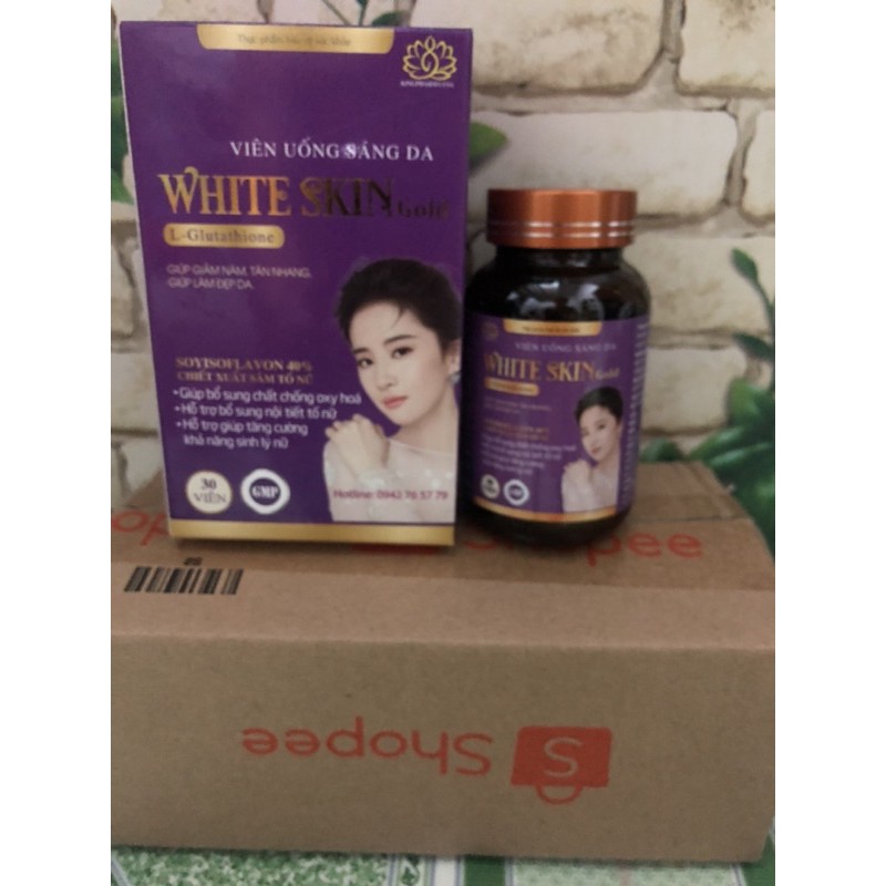 Viên Uống sáng da white Skin gold,hàng Việt Nam,tem dán đầy đủ,hạn dùng 3 năm, hiệu quả cải thiện theo thời gian