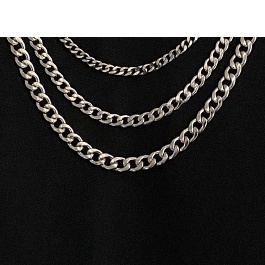 Vòng cổ thép không gỉ dây xích nhiều kích thước phong cách Hiphop, Hàn Quốc dành cho nam nữ Unisex- Chuỗi trơn
