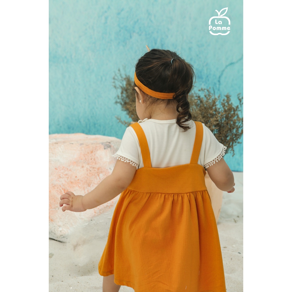AD002 Đầm sát nách cho bé gái La Pomme Chuột túi màuTrắng Cam