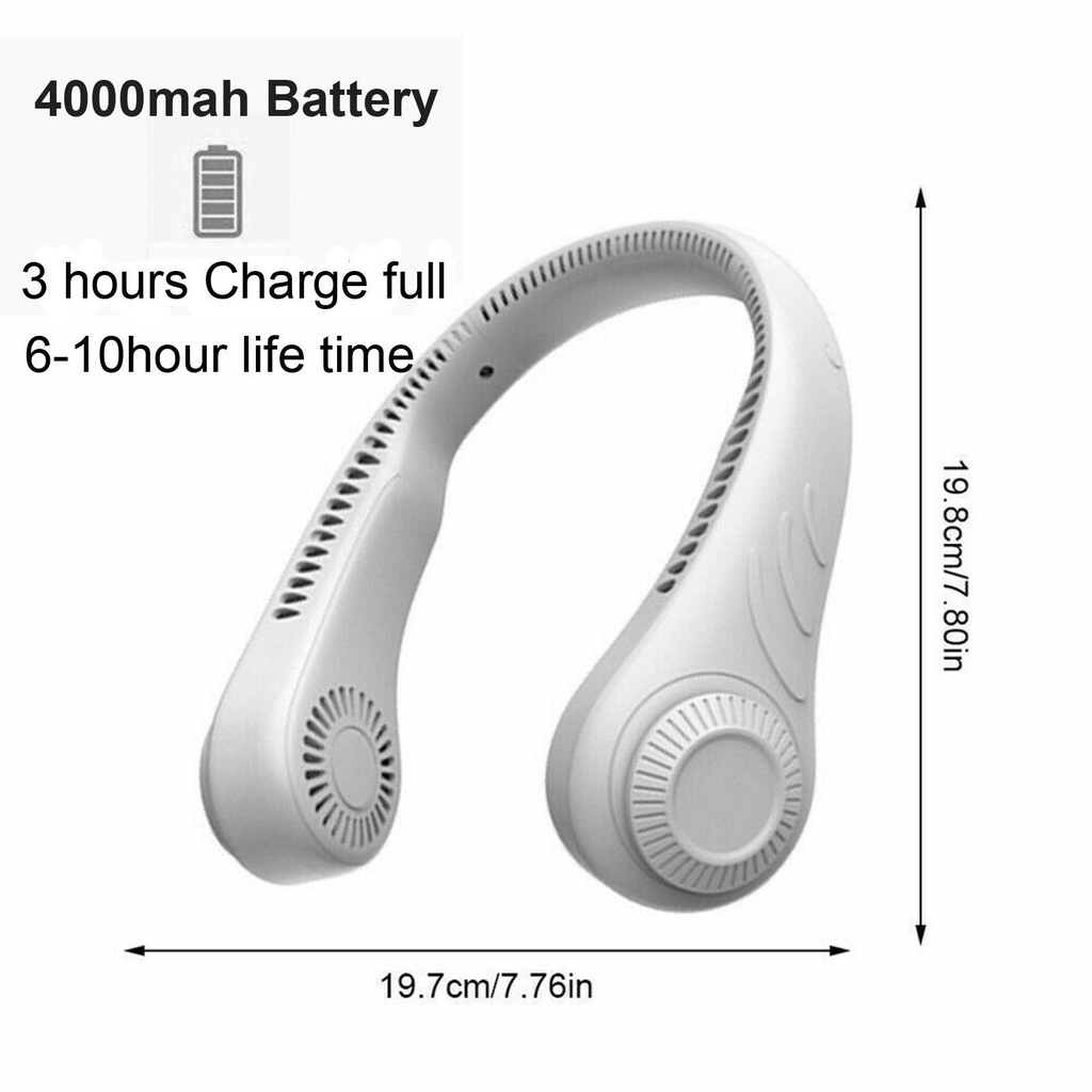 MYRONGVN Quạt Mini 4000Mah 4000Mah 78 Gắn Cổ Không Cánh Quạt Tiện Dụng