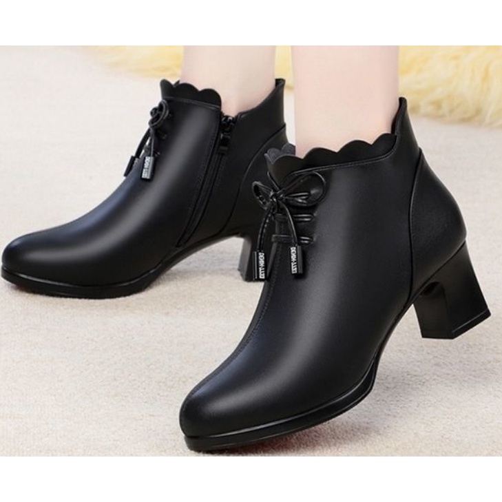 Giày Bốt Cao Gót Đế Mềm Gót Vừa Thiết Kế Ấm Áp Cho Phụ Nữ Trung Niên 41