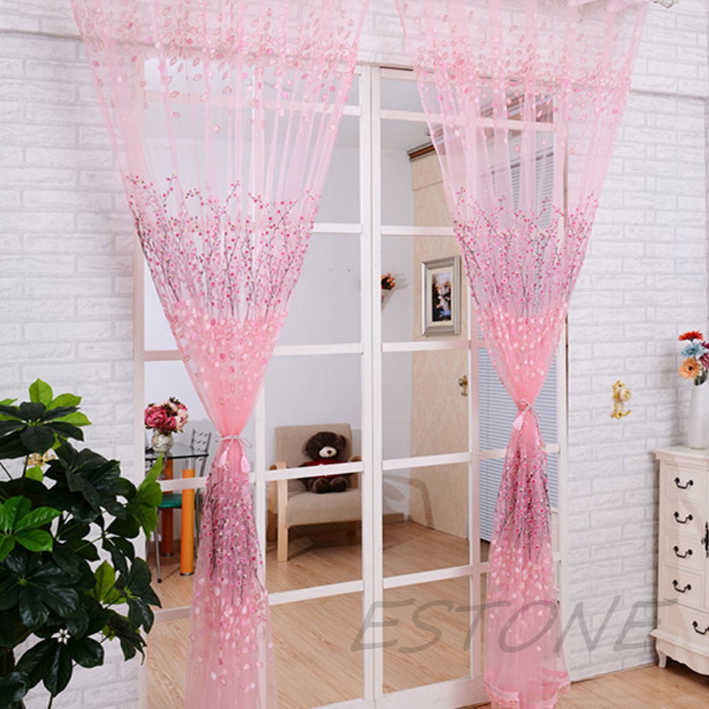 Rèm cửa sổ Vải Tuyn Họa Tiết Hoa Thời Trang