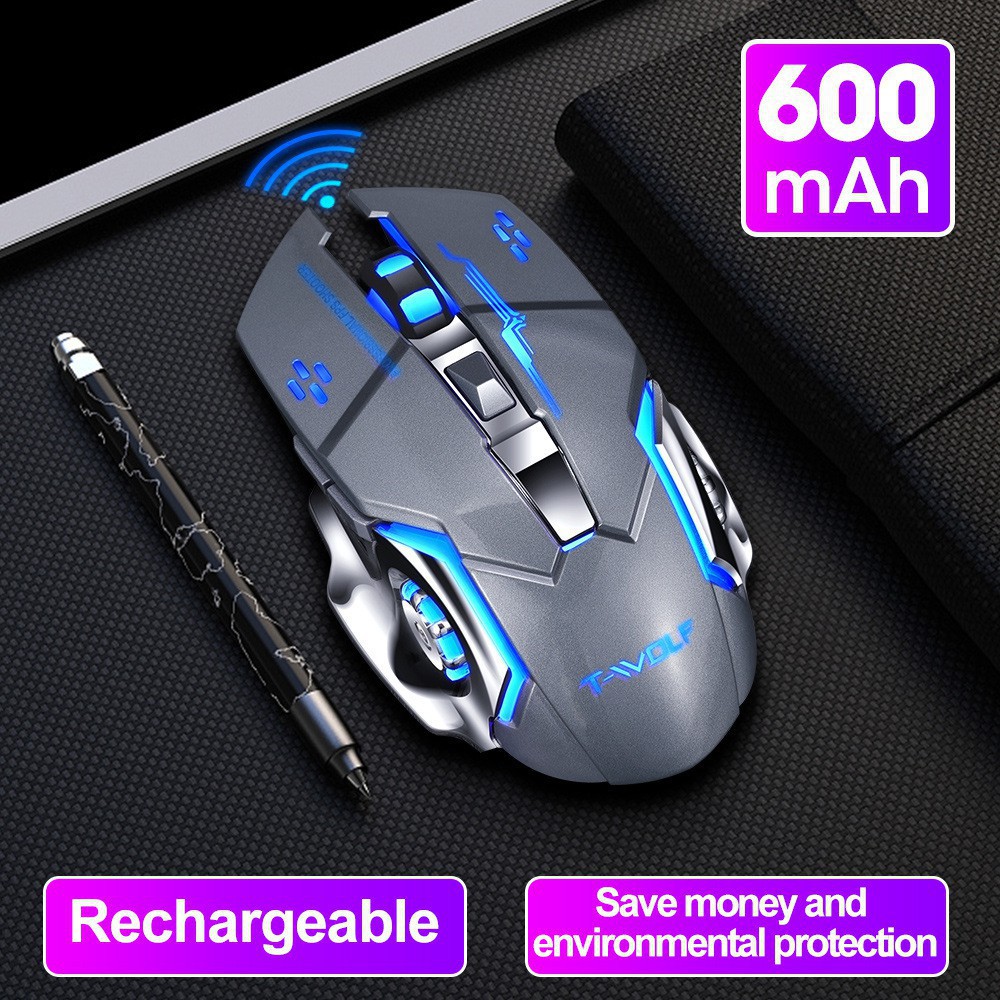 💥💥💥Chuột Không Dây Game Thủ Giảm Tiếng Ồn Cực Bền Thiết Kế Độc Lạ Có LED Nhiều Màu - Chuột không dây Bluetooth sạc pin