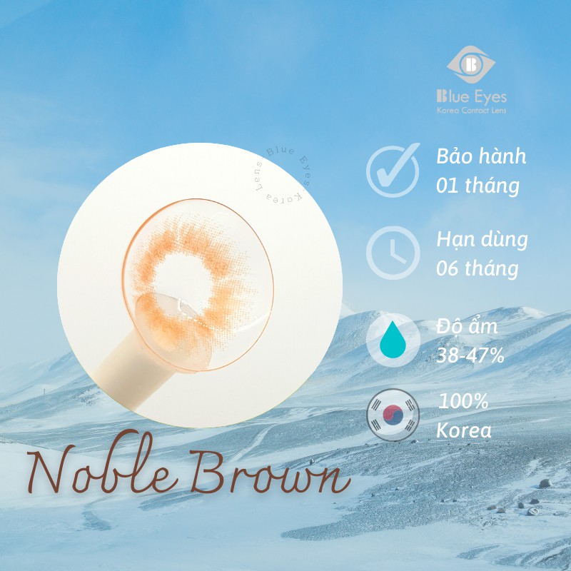 Kính áp tròng thời trang Blue Eyes - NOBLE BROWN - Lens giãn nhẹ màu nâu vàng viền trong - lens nội địa Hàn