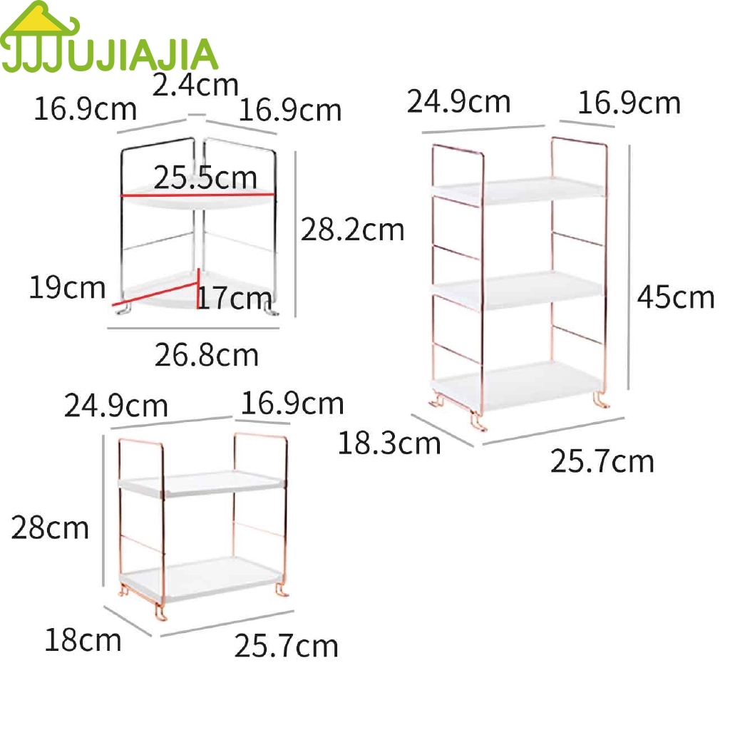 Kệ kim loại 2 / 3 ngăn JUJIAJIA thiết kế để đồ dùng tiện lợi