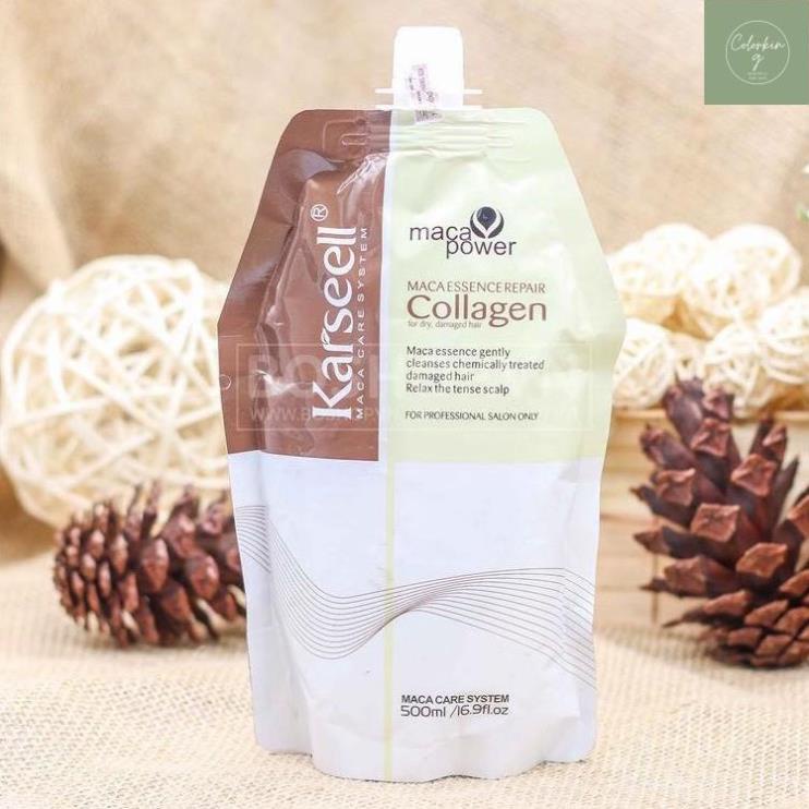 Kem ủ tóc Karseell Maca Power Collagen 500ml phục hồi hư tổn Hấp ủ tóc thẳng mượt bổ xung collagen LOẠI 1 CÓ TEM UT09