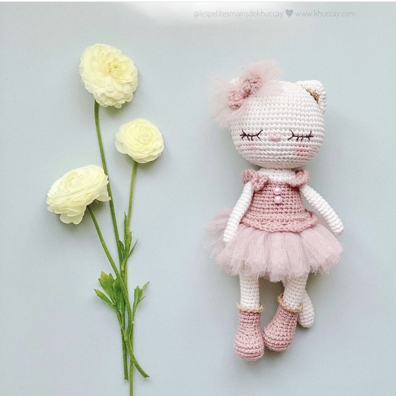 Con Mèo Nhồi Bông Bằng Len Dễ Thương Làm Quà Tặng Cho Bé - Thú Bông Handmade Đan Móc Thủ Công Bằng Tay