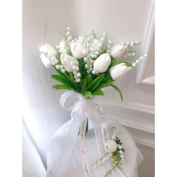 Hoa Giả - Cành Hoa Tuylip cao su loại 1 lá xoăn- Trang Trí Nhà Cửa - cắm hoa để bàn, Bó Hoa Cưới