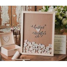 Hộp thả tim ký tên tiệc cưới  trái tim wedding handmade màu gỗ