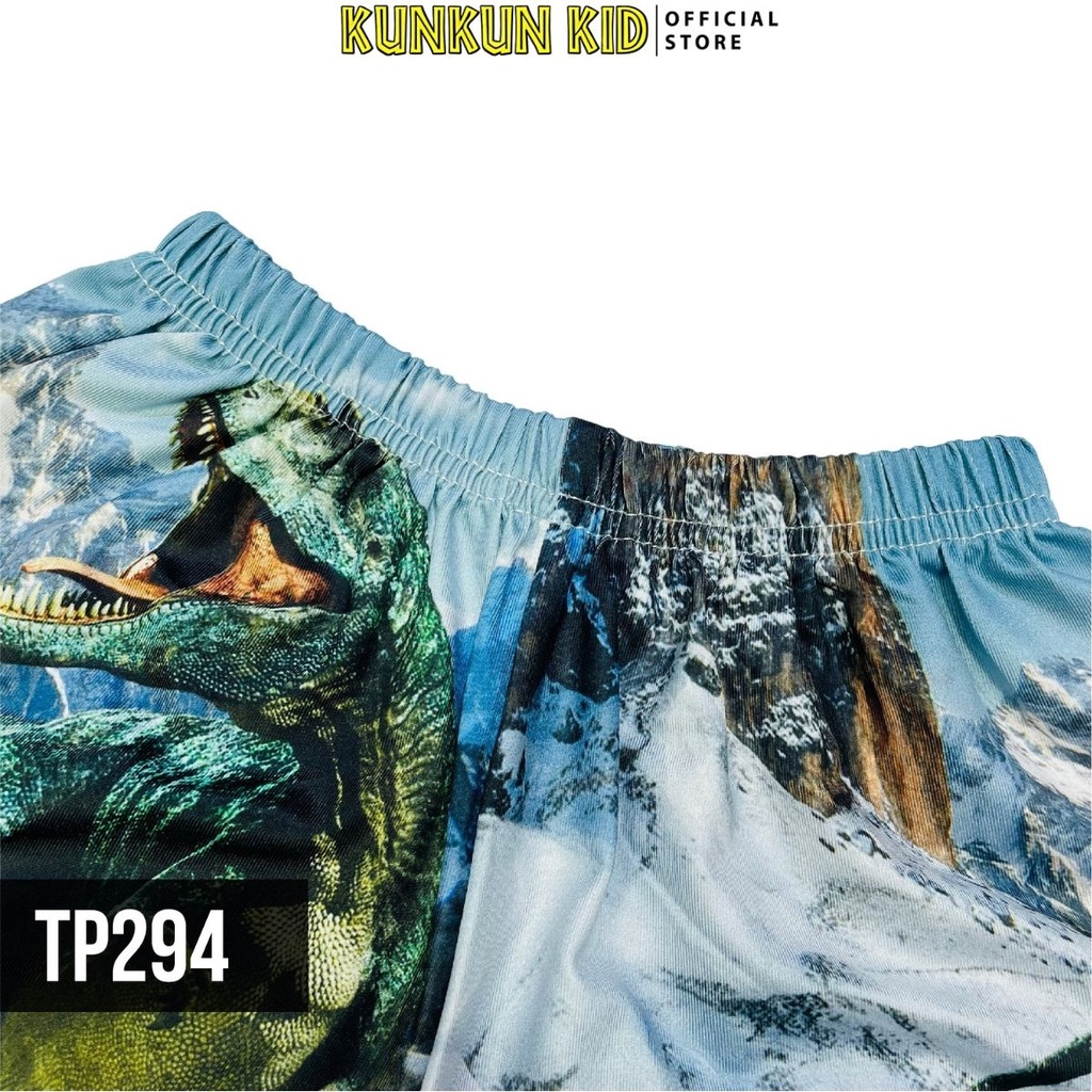 Đồ bộ bé trai Thun lạnh in hình khủng long t-rex Kunkun Kid TP294 size đại cho trẻ em từ 10kg - 40kg