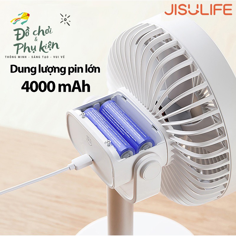 Quạt tích điện kẹp bàn, kẹp xe đẩy, để bàn cao cấp Jisulife - Pin Lithium 4000mAh sử dụng liên tục 20h