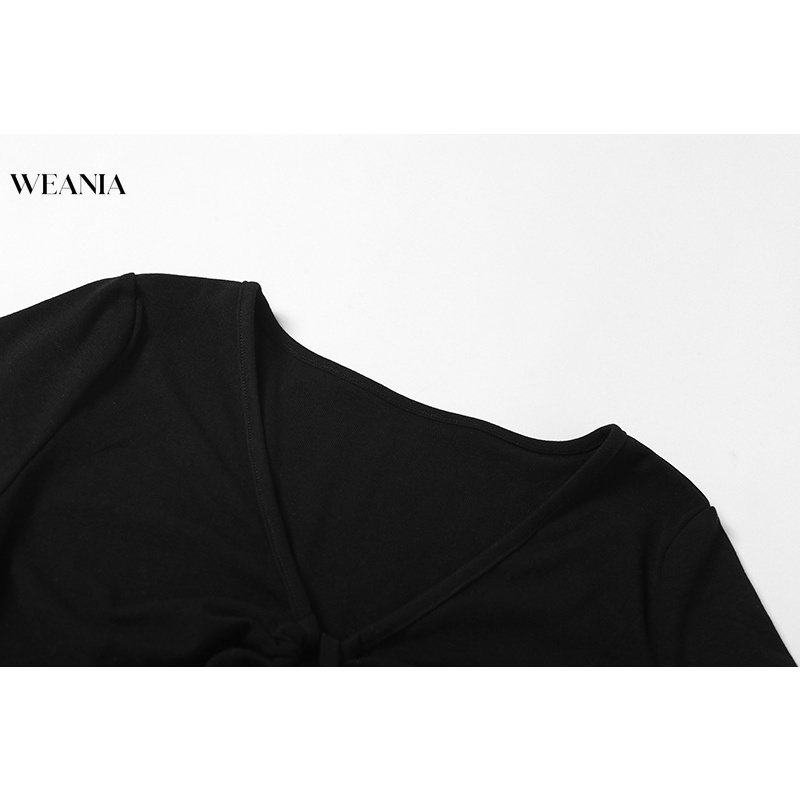 Áo Thun Crop Top Cổ Chữ V Phối Dây Cột Thời Trang Mùa Hè Cá Tính