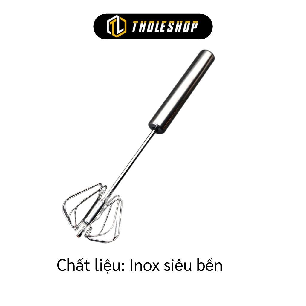 Dụng Cụ Đánh Trứng - Cây Đánh Trứng, Khuấy Bột Inox Có Trục Xoay Bán Tự Động 8209