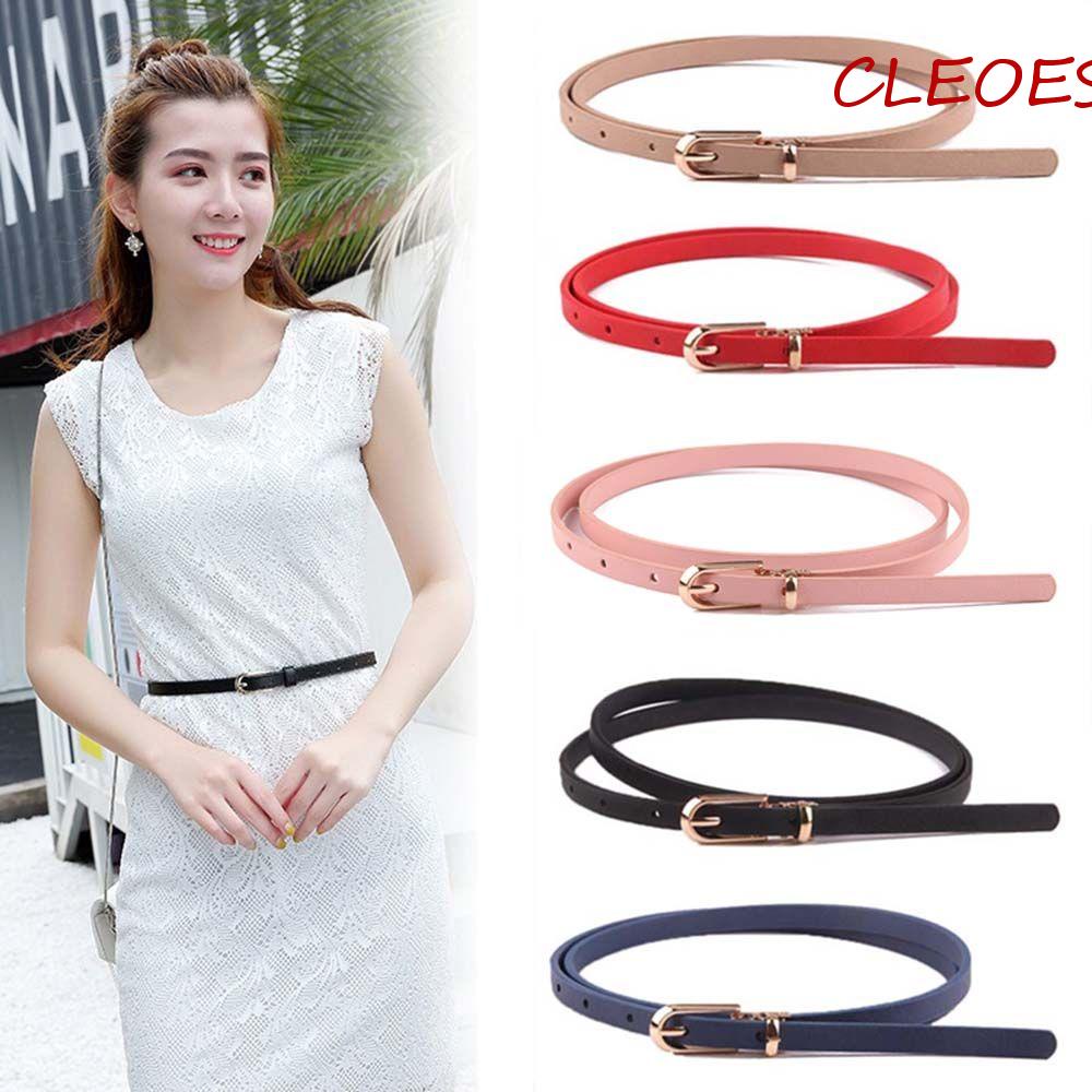 Thắt Lưng Da Pu Bản Nhỏ Màu Trơn Thời Trang Cho Nữ