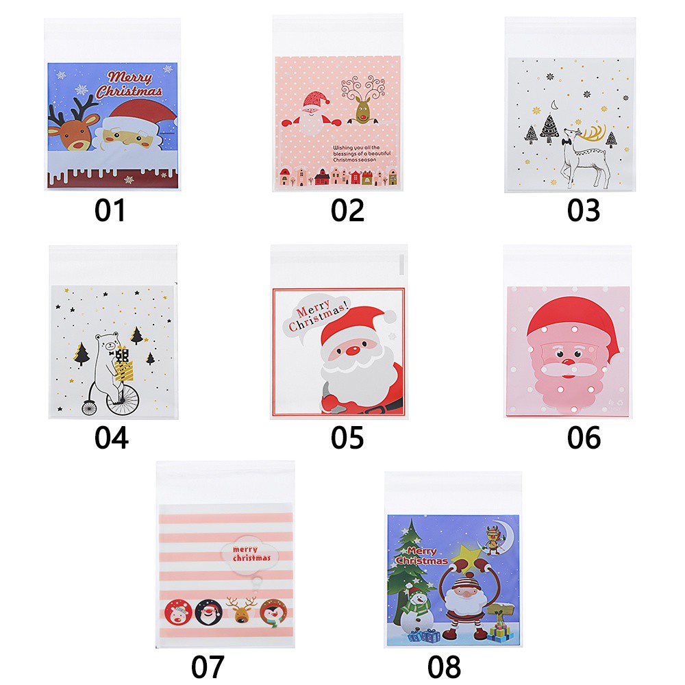 Daphne Set 100 Túi Nhựa Đựng Bánh Kẹo In Hình Ông Già Noel Dễ Thương