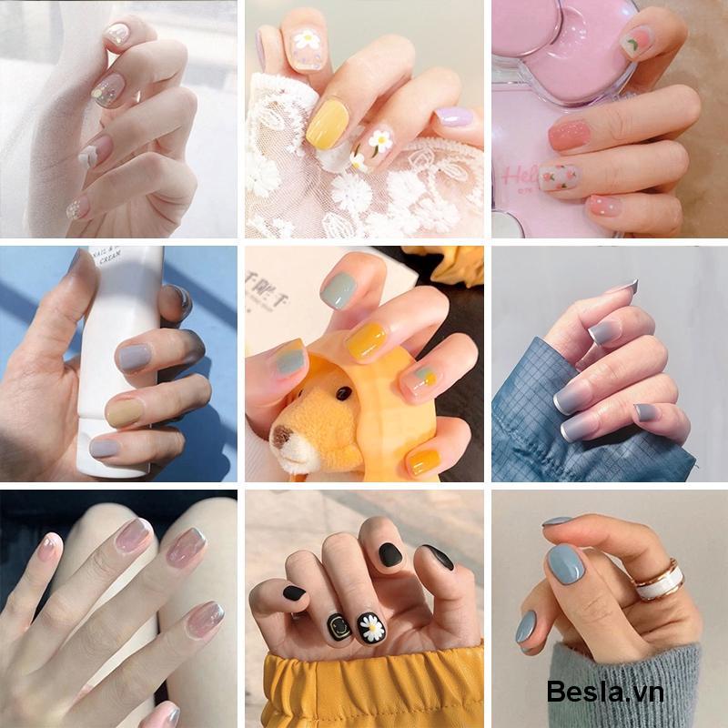🌈Set 24 móng tay giả thiết kế thời trang xu hướng có keo dán nhiều mẫu mã tùy chọn